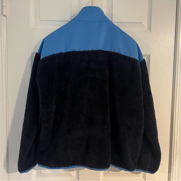 J. Crew Superplush sherpa full-zip jacket Size S color block Navy Blue Green - Picture 6 of 14